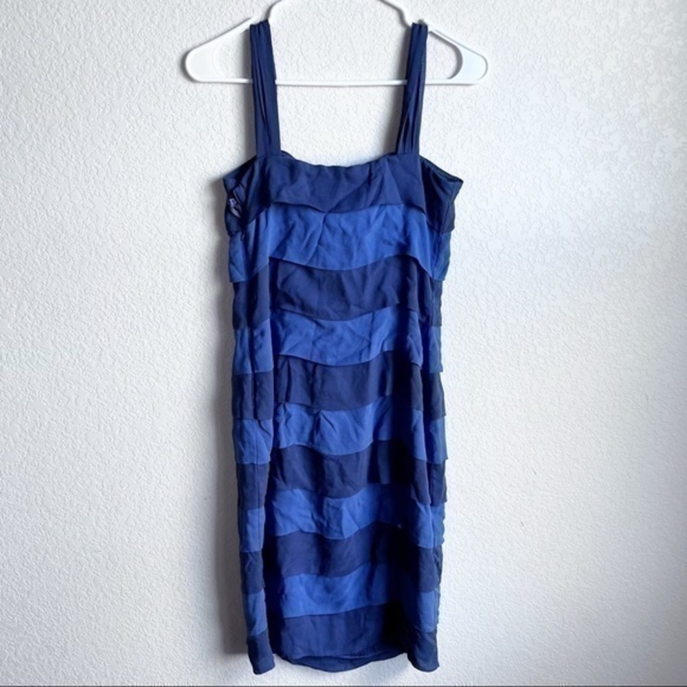 Boden Dress Striped Silk Layered Blue Knee Length Dress size 6